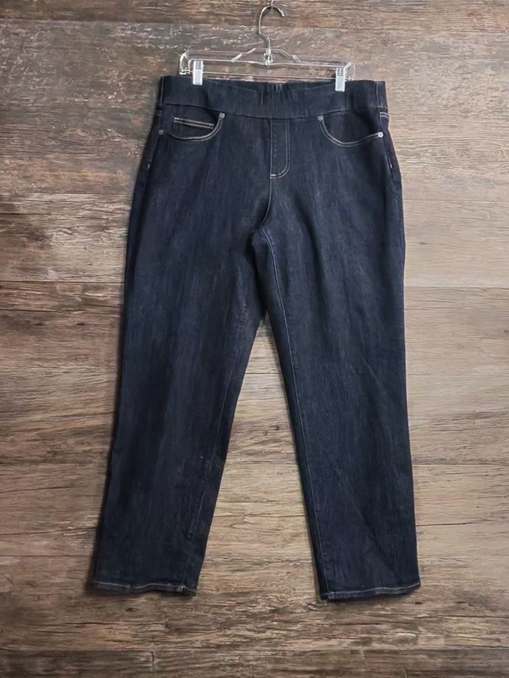 Lands' End Women's Straight Jeans in Dark Blue Denim